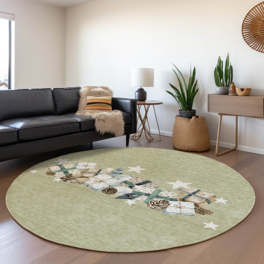 Addison Rugs Chantille ACN1825AL 8 x 8 (ft) Loomed Aloe Round Indoor/Outdoor Machine washable Pet Friendly Area rug