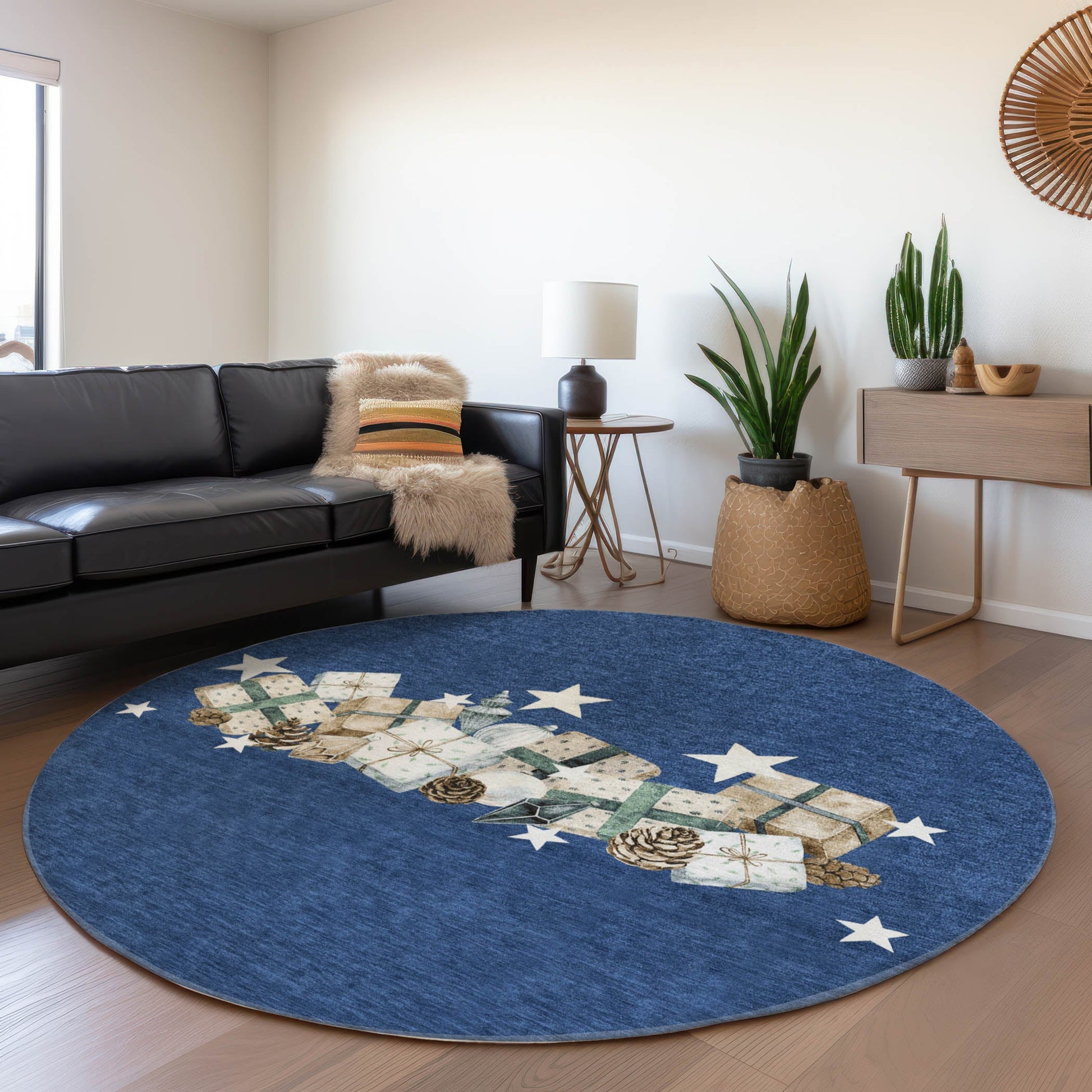 Addison Rugs Chantille ACN1825NA 8 x 8 (ft) Loomed Navy Round Indoor/Outdoor Machine washable Pet Friendly Area rug