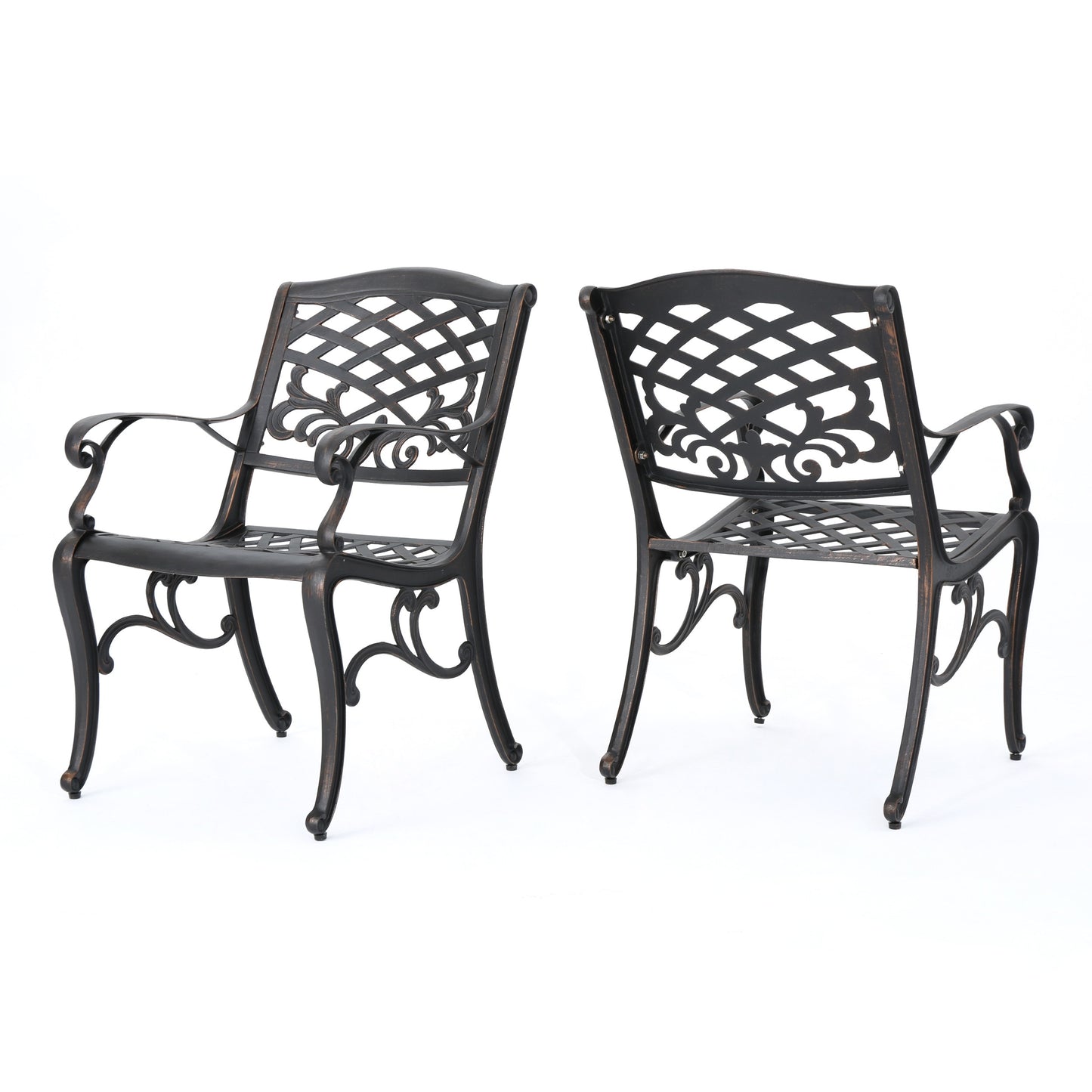Best Selling Home Decor Sarasota Set of 2 Shiny Copper Metal Frame Stationary Dining Chair with Black Solid Seat
