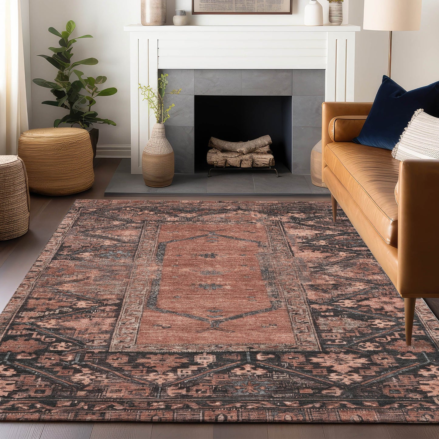 Addison Rugs Chantille ACN1727TR 8 x 10 (ft) Loomed Terracotta Rectangular Indoor/Outdoor Machine washable Pet Friendly Area rug