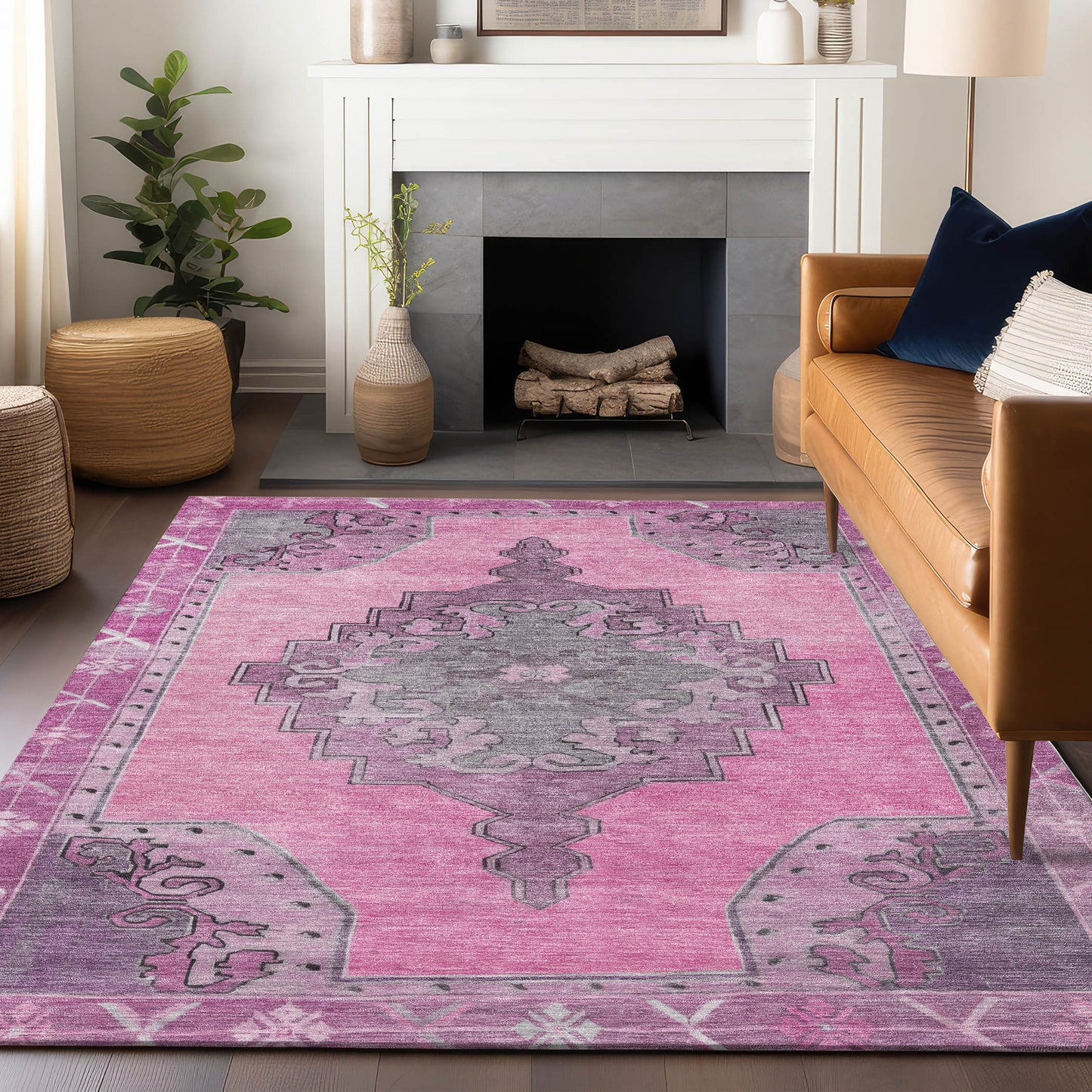 Addison Rugs Chantille ACN1731PI 8 x 10 (ft) Loomed Pink Rectangular Indoor/Outdoor Machine washable Pet Friendly Area rug