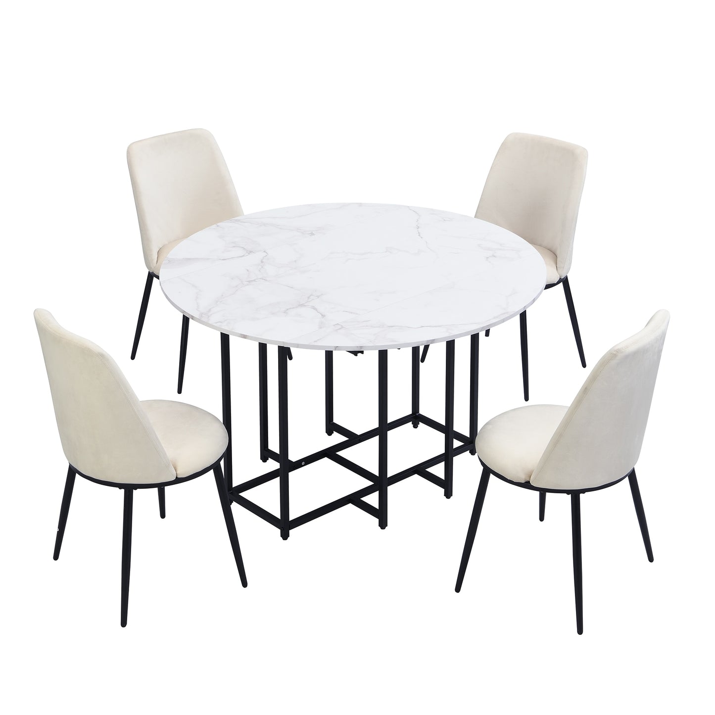 Bybafun Beige Contemporary/Modern Dining Room Set with Round Table ( Seats 2 )