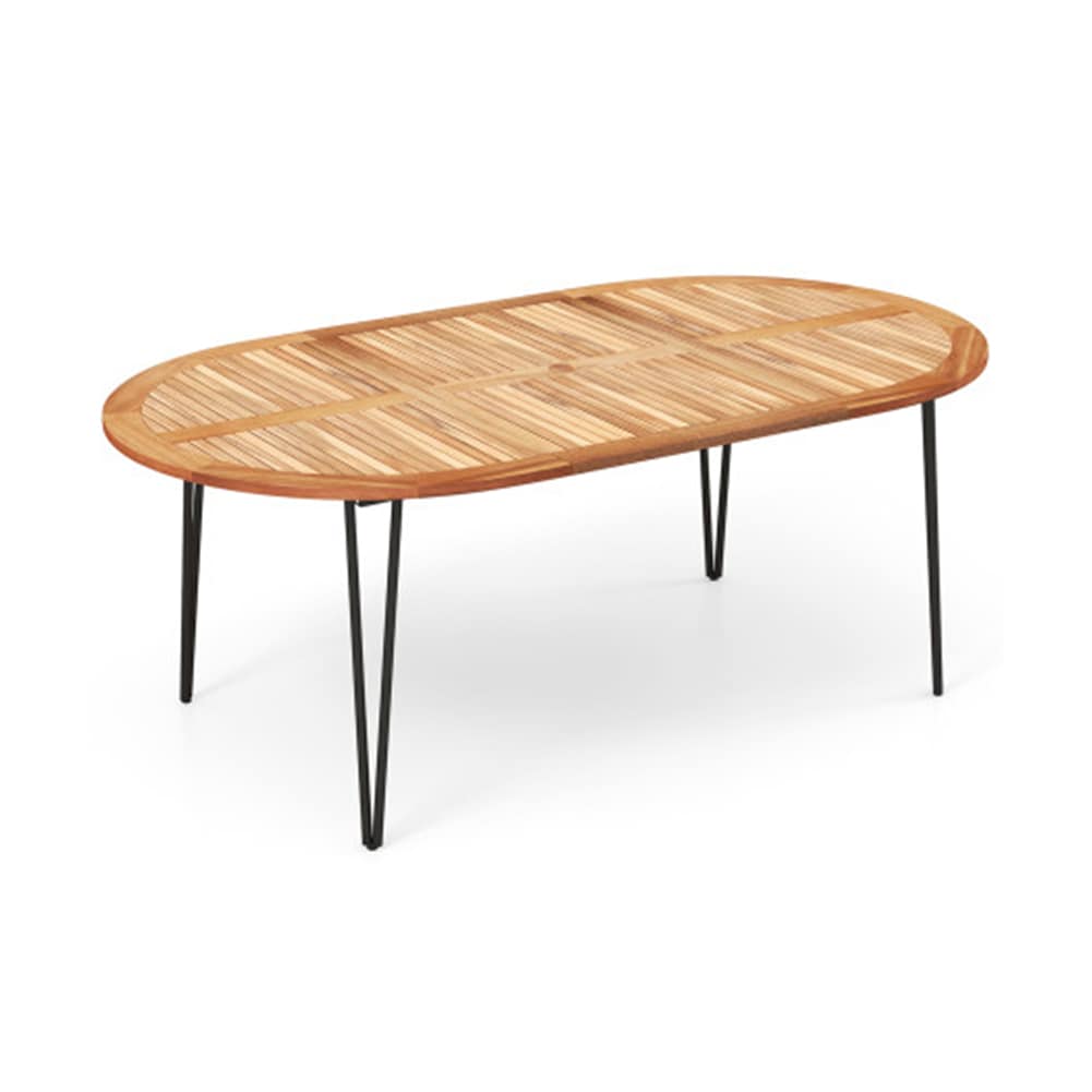 LIVIZA Juniper Oval Outdoor Dining Table 43.5-in W x 79-in L with Umbrella Hole