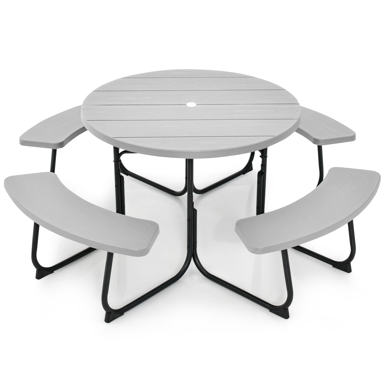 Poinic 43-in Gray Plastic Round Picnic Table