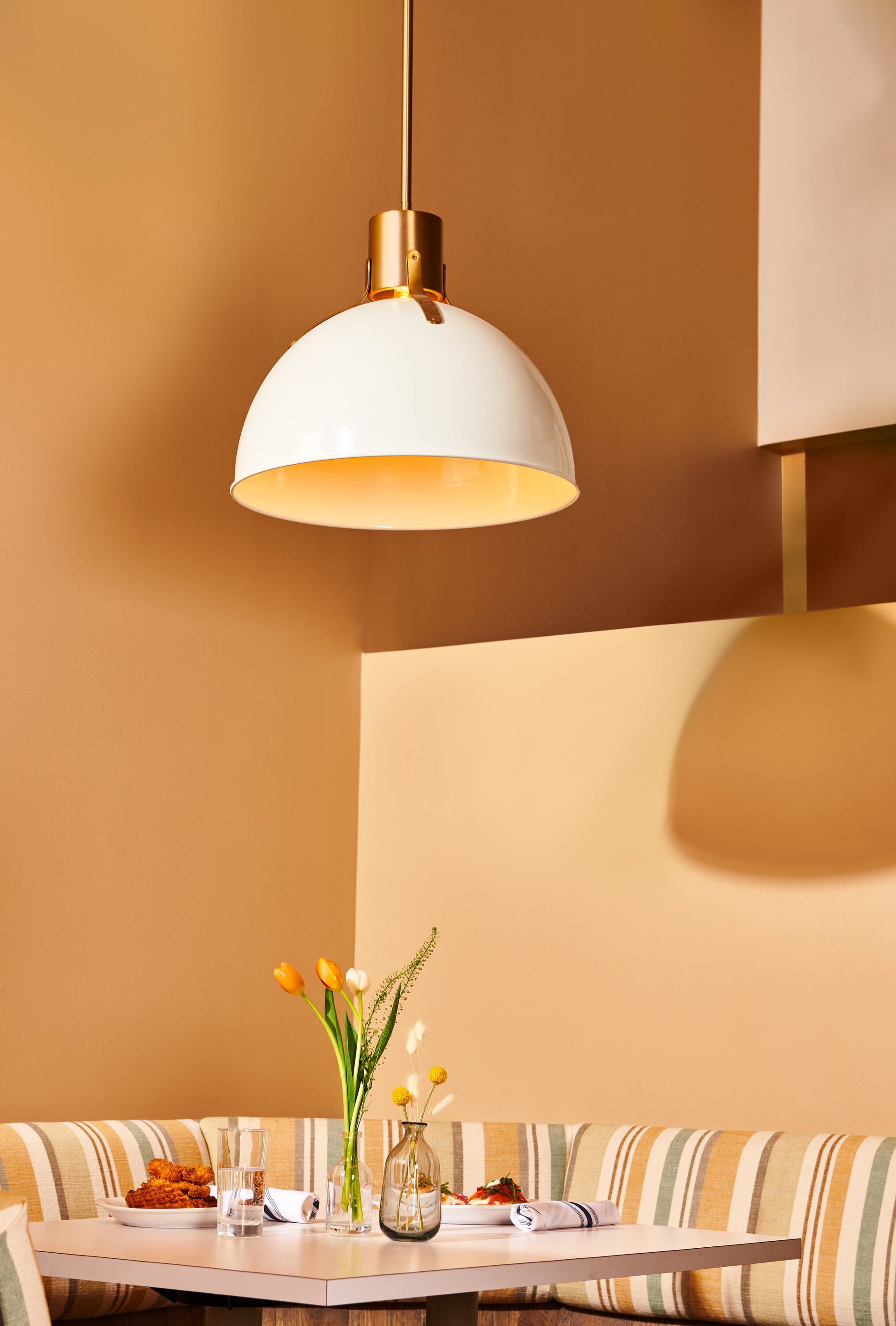 Hinkley Argo 1 -Light Lacquered Brass Modern/contemporary Dome Medium Hanging Pendant light