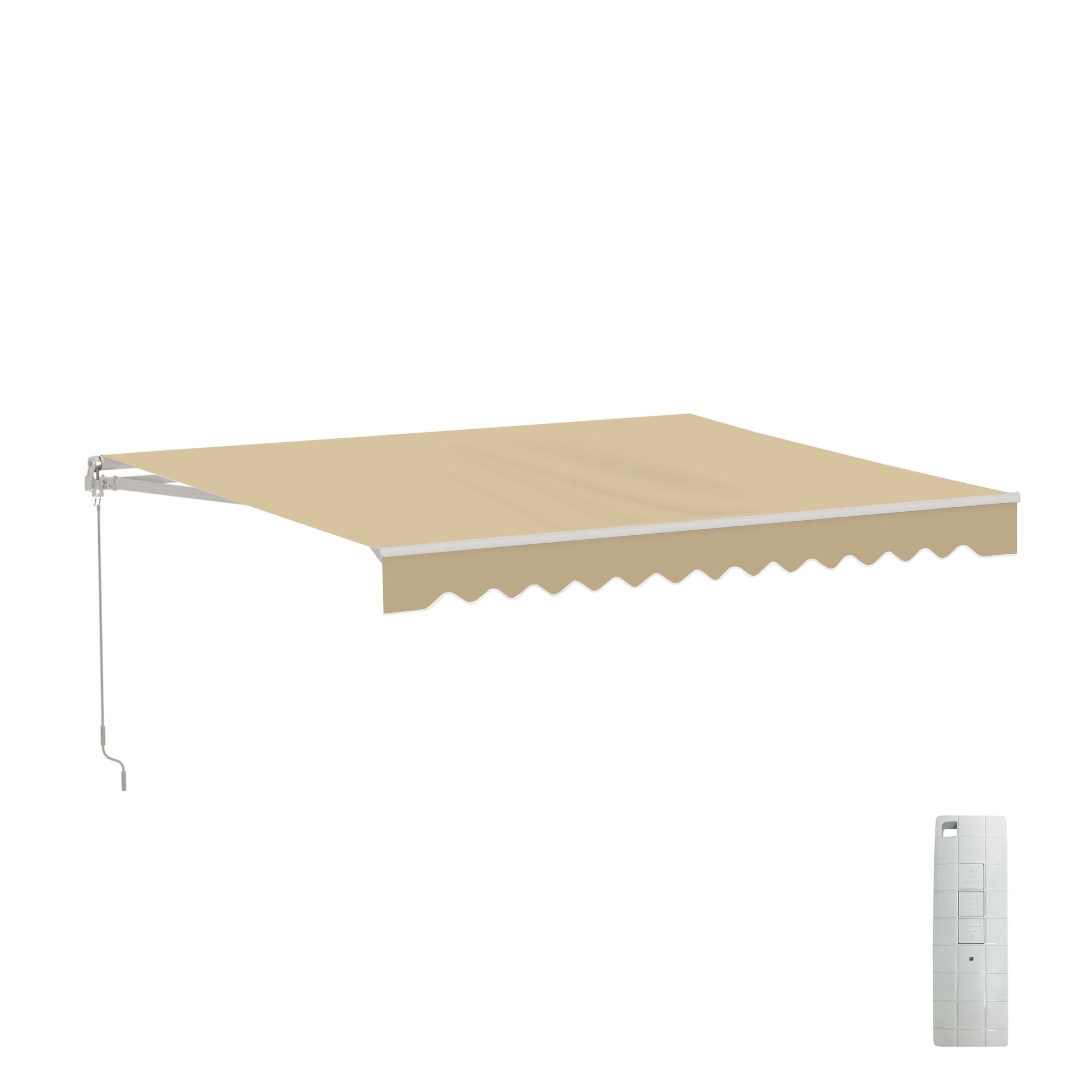 ALEKO 120-in Wide x 96-in Projection x 10-in Height Metal Sand Solid Motorized Retractable Patio Awning