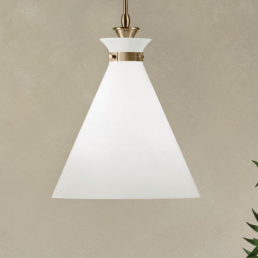 Kichler Laria 1 -Light Champagne Bronze Traditional Frosted glass Cone Medium Hanging Pendant light