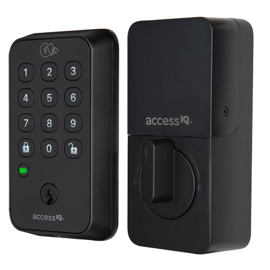 accessIQ Property Management Smart Security Matte Black Smart Bluetooth Keypad Electronic Deadbolt Lock