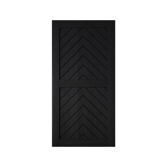 HOMACER 32-in x 80-in Black Herringbone Pine Wood Solid core Single Barn Door (Hardware Not Included)