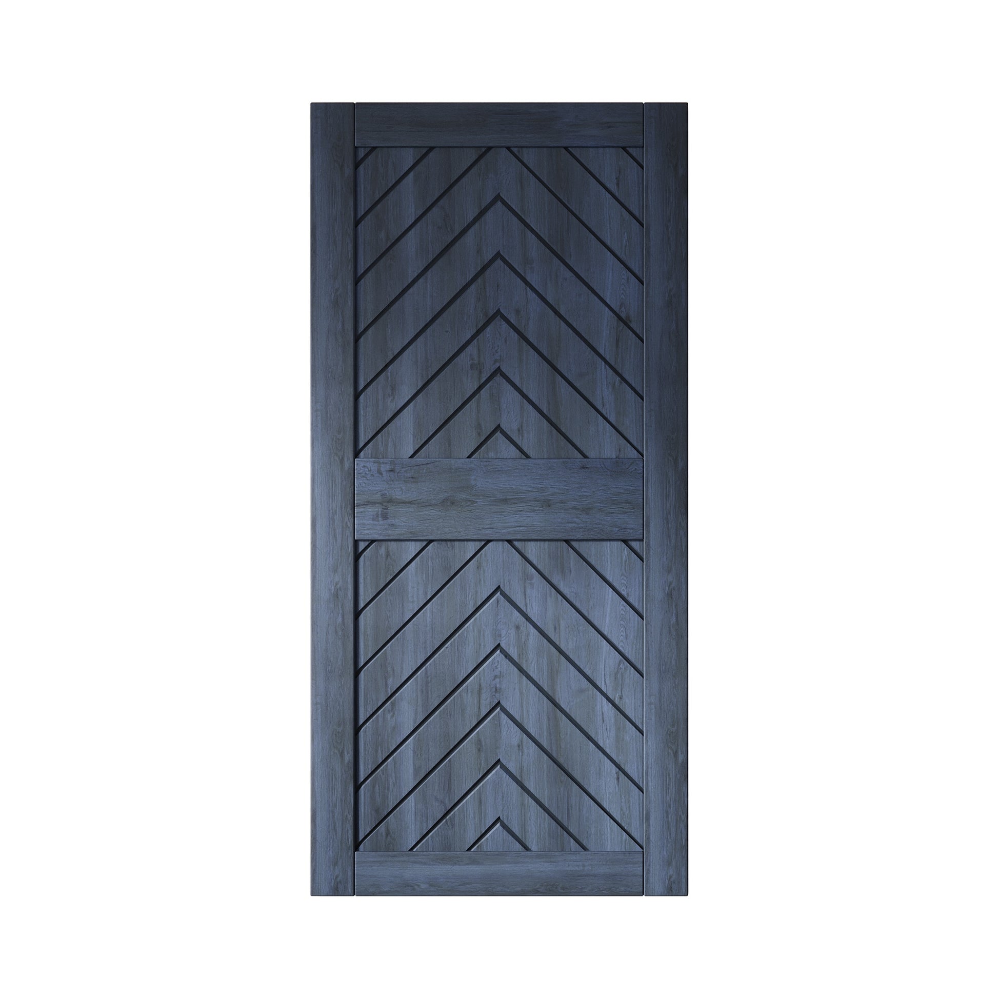 HOMACER 36-in x 84-in Navy Herringbone Pine Wood Solid core Single Barn Door (Hardware Not Included)