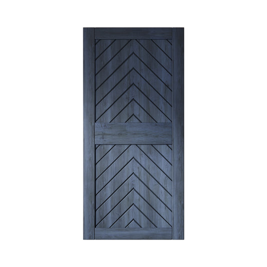 HOMACER 36-in x 84-in Navy Herringbone Pine Wood Solid core Single Barn Door (Hardware Not Included)