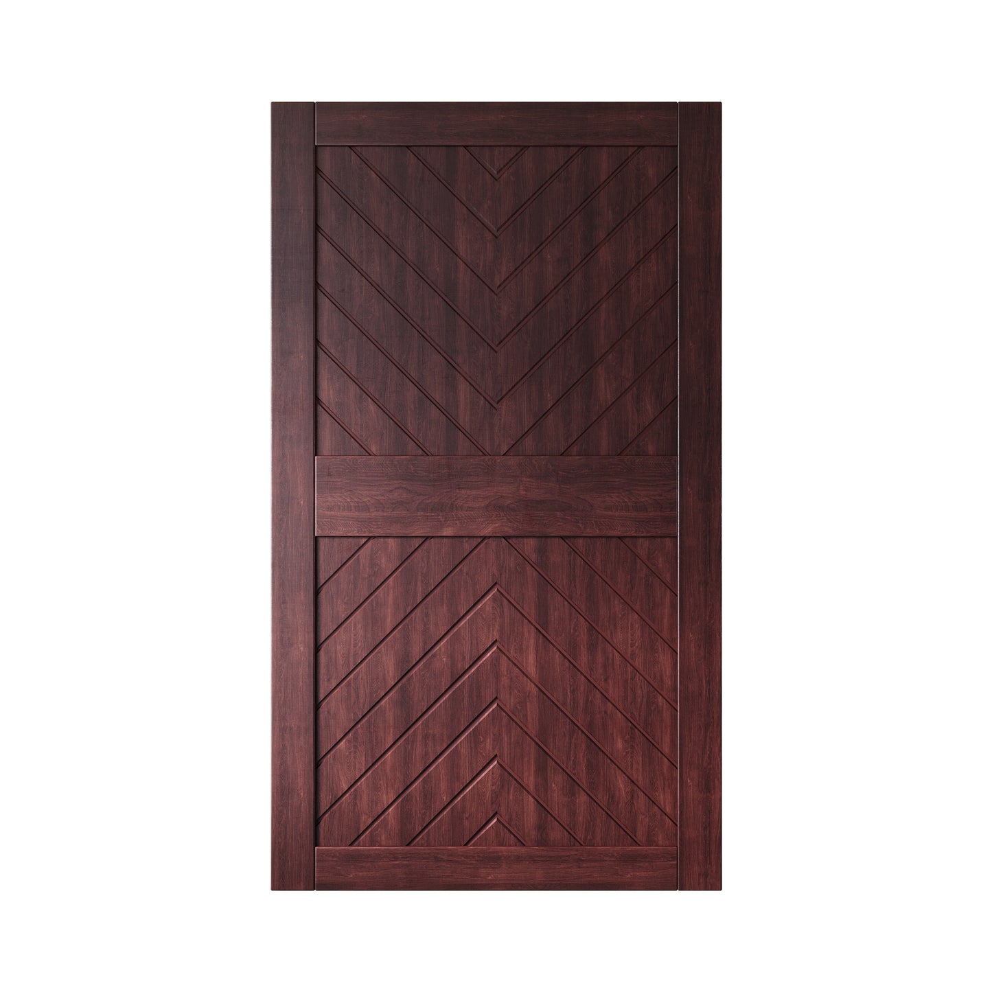 HOMACER 42-in x 84-in Red Mahogany Herringbone Pine Wood Solid core Single Barn Door (Hardware Not Included)