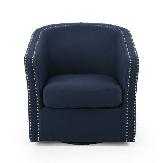 Christopher Knight Home Maya Modern Fabric Swivel Chair-Blue+Black