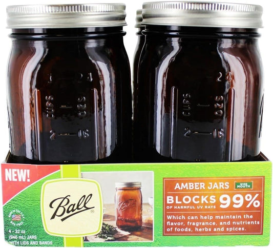 Ball Wide Mouth Canning Jars, Quart, Amber, 4 Count,1440069046