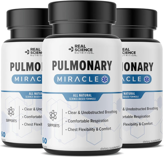Real Science Nutrition Offers Pulmonary Miracle 3 Pack, COPD Relief for Shortness of Breath, wheezing, and Cough