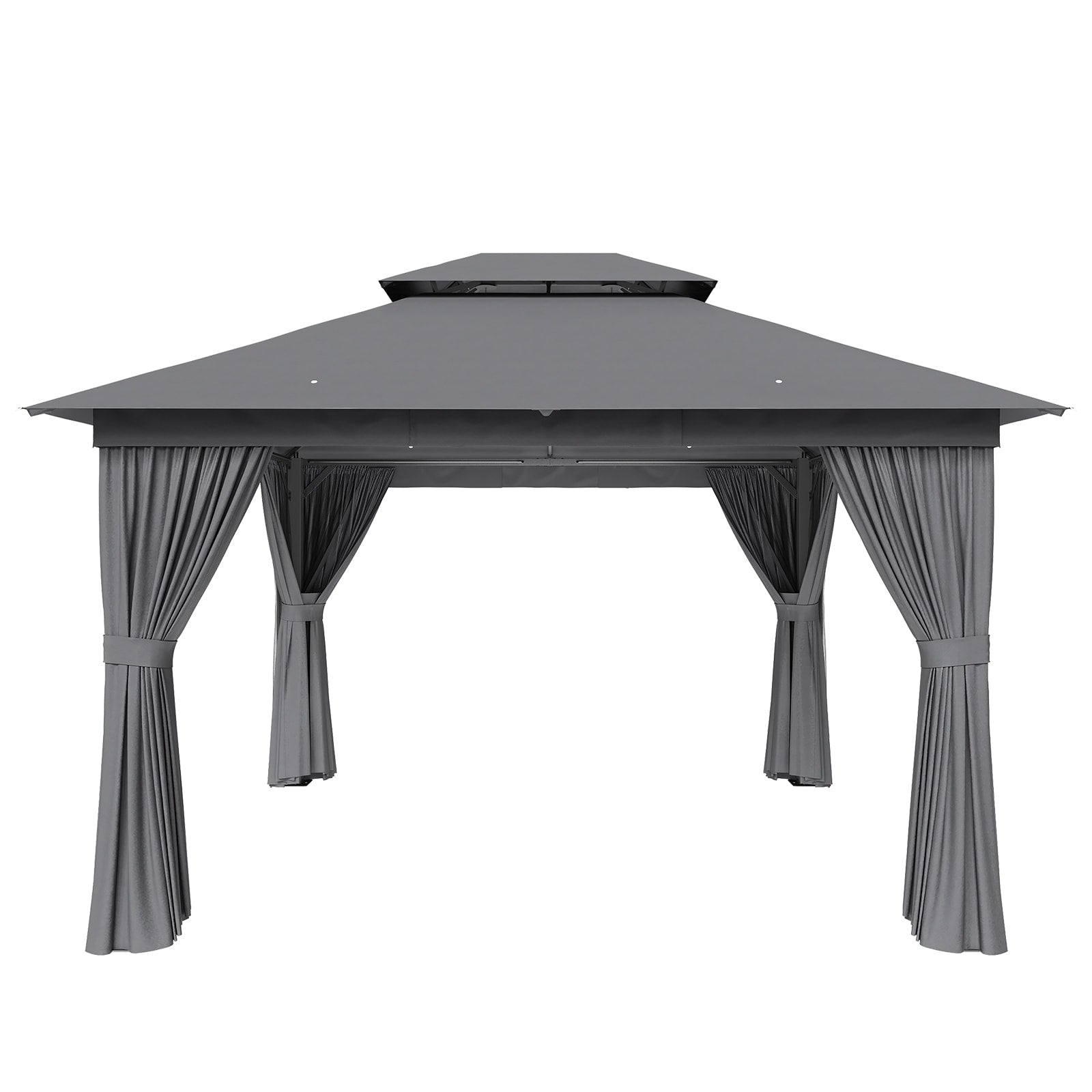 AOXUN 12-ft x 10-ft Outdoor Gazebos Gray Gazebo with Soft Top Roof (Screen Included)