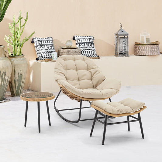 Manhattan Comfort Sunnyside 3 -Piece Patio Conversation Set with Off-white Cushions