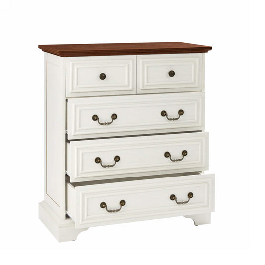 Bybafun White 5 -Drawer Standard dresser