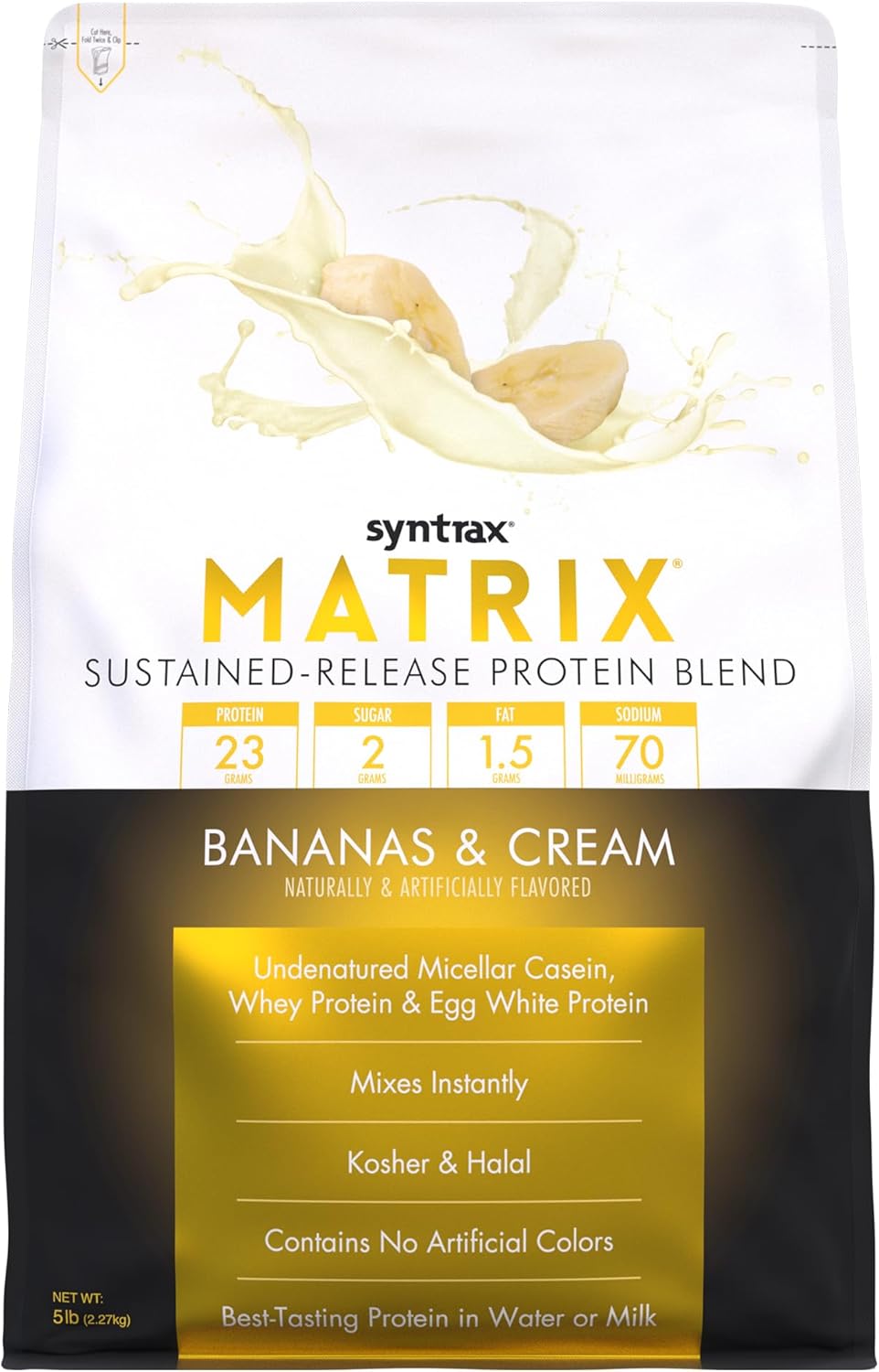 Syntrax Nutrition Matrix Protein Powder, Sustained-Release Blend, Bananas & Cream, 5 lbs.
