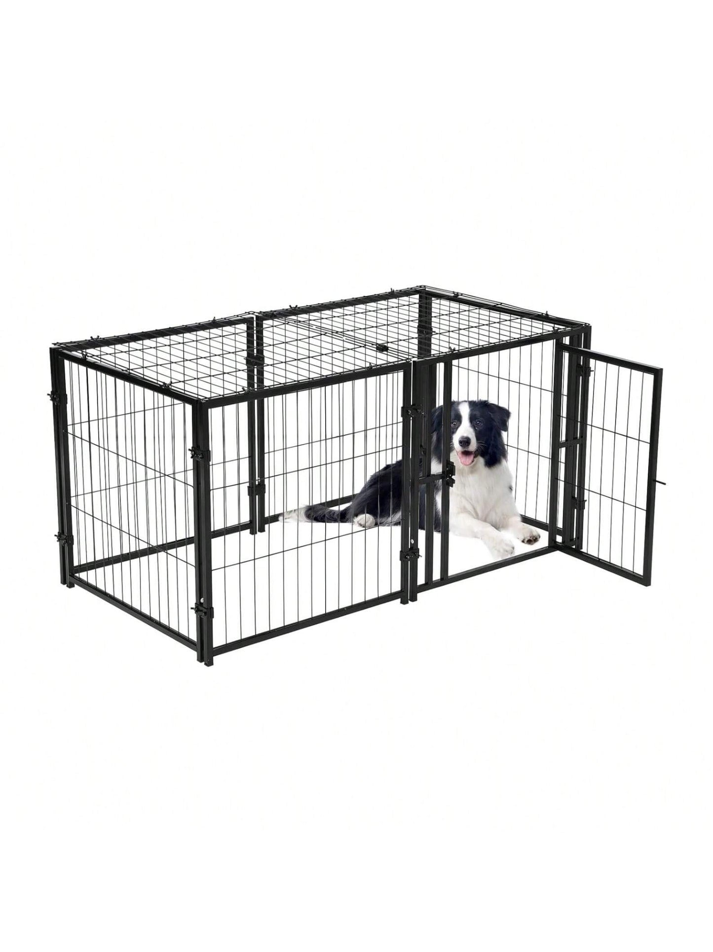 Qeetex 71 Inch Wooden Dog Crate Furniture for 2 Dogs Double Kennel TV Stand Large Medium Dogs White