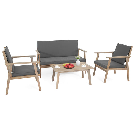 Outopee 4 -Piece Patio Conversation Set with Gray Cushions