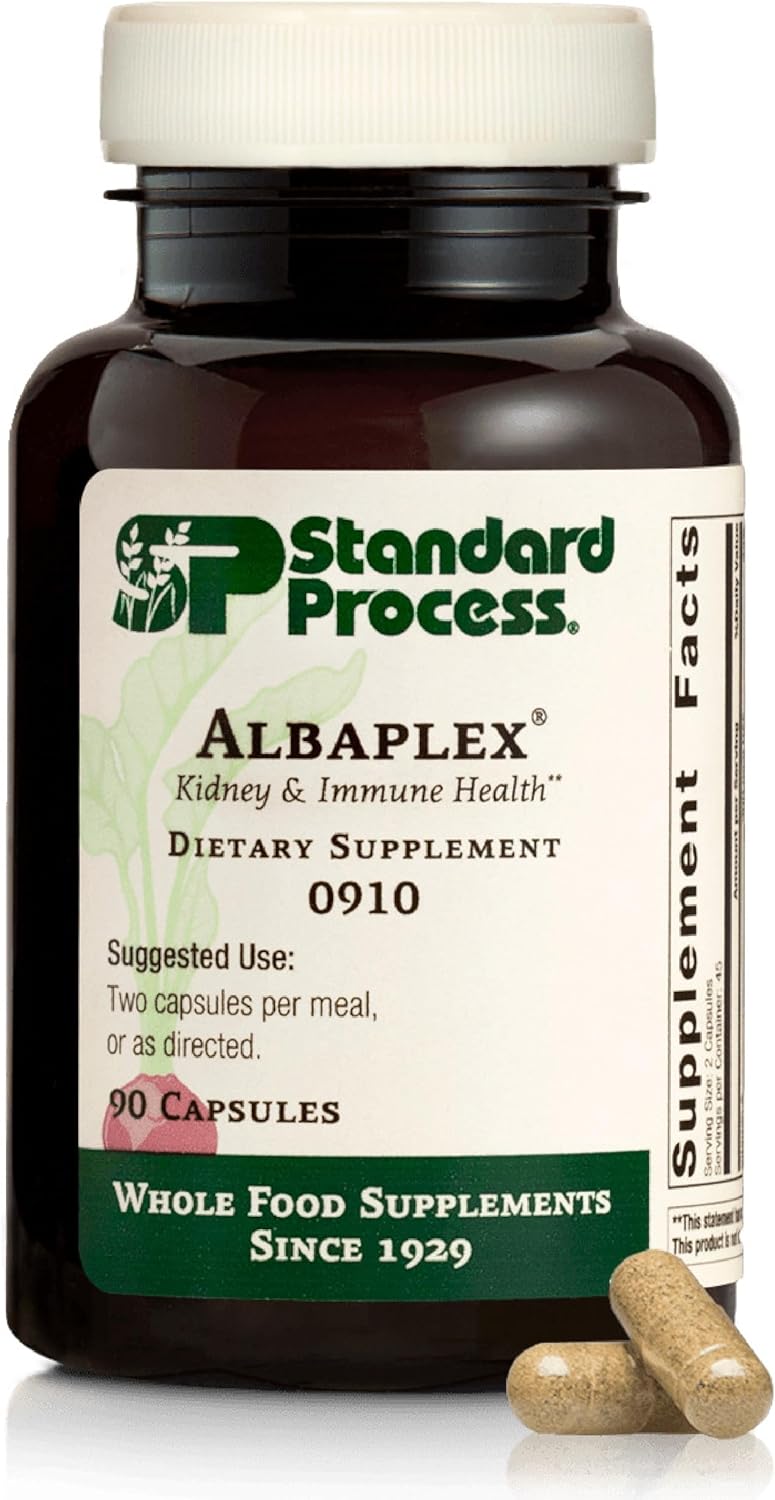 Standard Process Inc. Albaplex - Immune, Kidney & Liver Support with Vitamins A, C, & B6, Niacin, Oat Flour, Spanish Moss- 90 Capsules