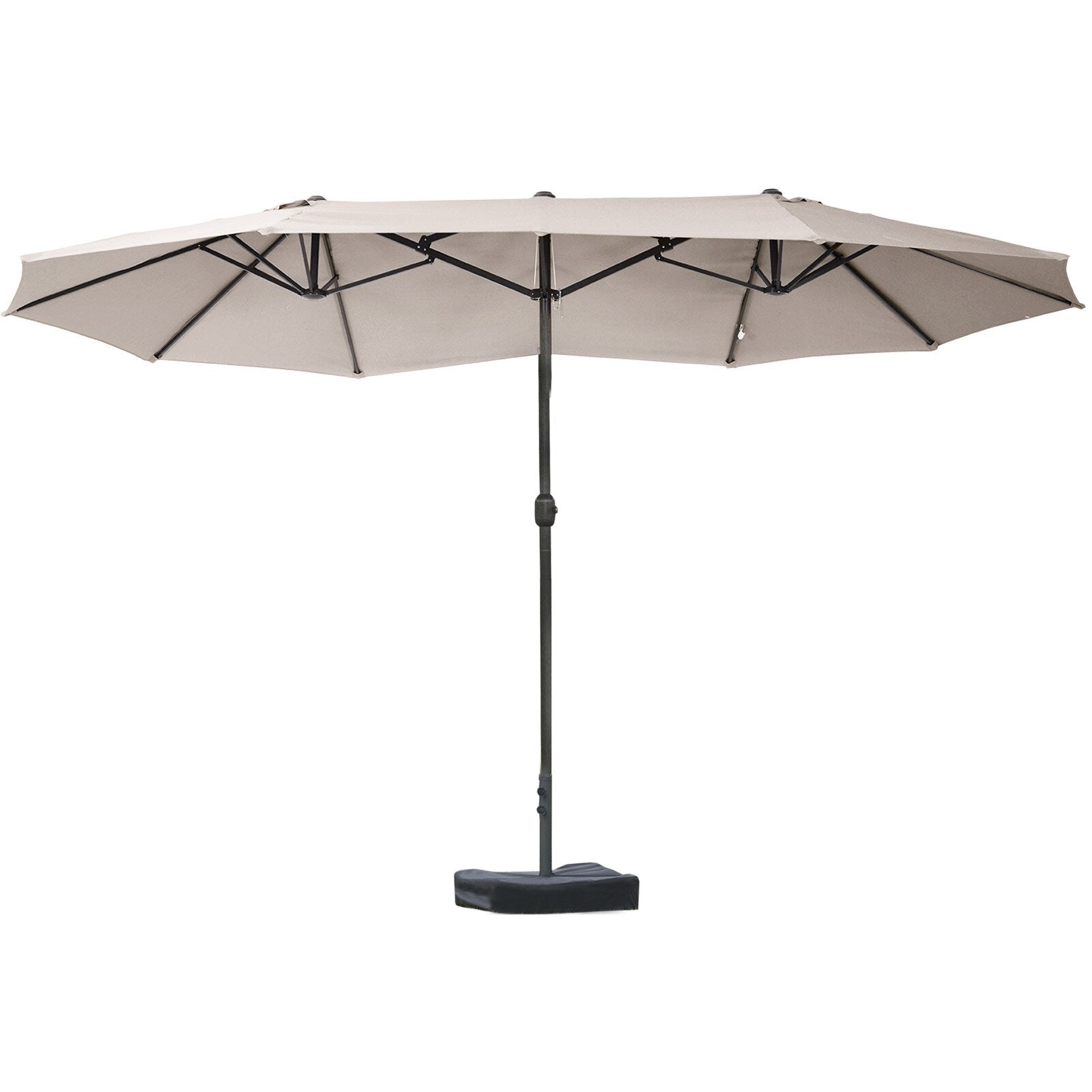 Siavonce 15-ft Steel Brown Crank Market Patio Umbrella with Base