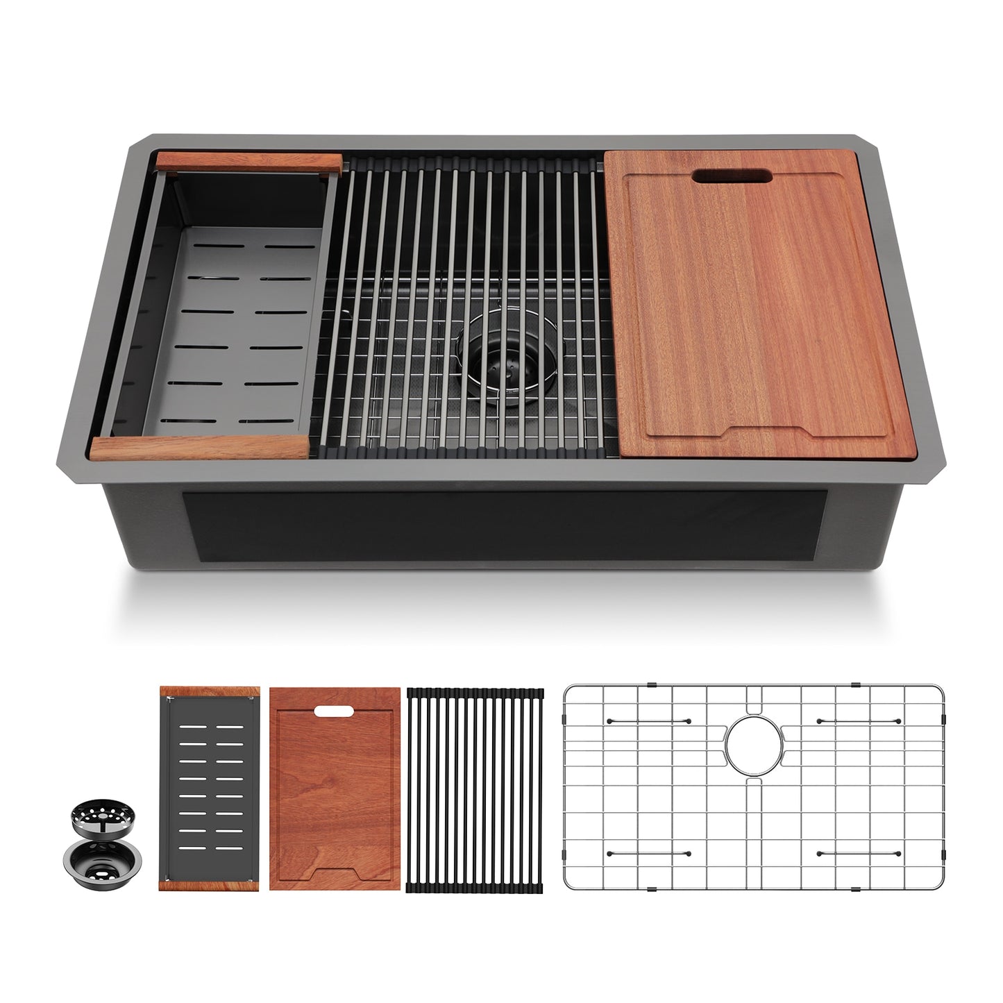 Lordear Undermount 33 x 19-in Stainless steel Single bowl 16 -Gauge Workstation Kitchen Sink