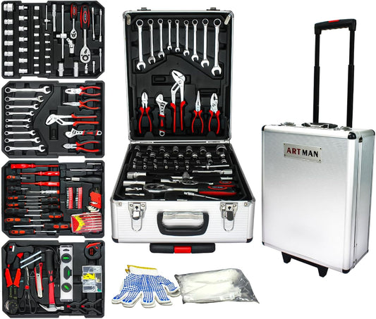 S.Walt Home Tool Set Kit -899 PCS Home Auto Repair Tool Kit with Rolling Tool Box, Complete Hand Tool Set, Perfect for Homeowner, Diyer, Handyman