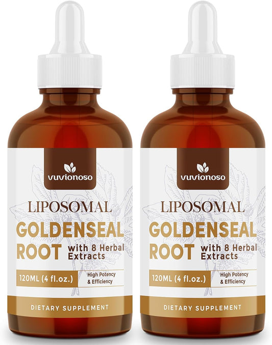 Vuvionoso Golden Seal Tincture 3000mg - Goldenseal Root for Immune Function & Lung Care - Sugar-Free, Vegan, Fast Absorbing - Echinacea & Goldenseal Liquid Extract, 120ml (Pack of 2)