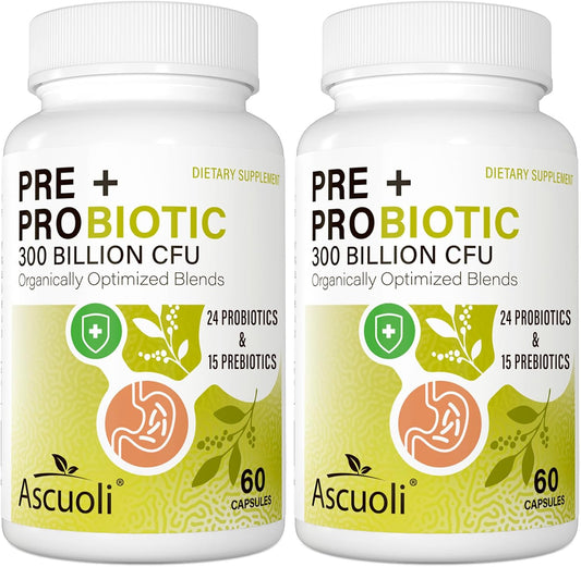 Probiotics for Women & Men - 300 Billion CFU, 24 Strains + 15 Organic Herbs Prebiotics Blend, Daily Probiotic for Digestive Health, Immune, Gut, Bloating - 120 Vegetarian Capsule (120-Days Supply)