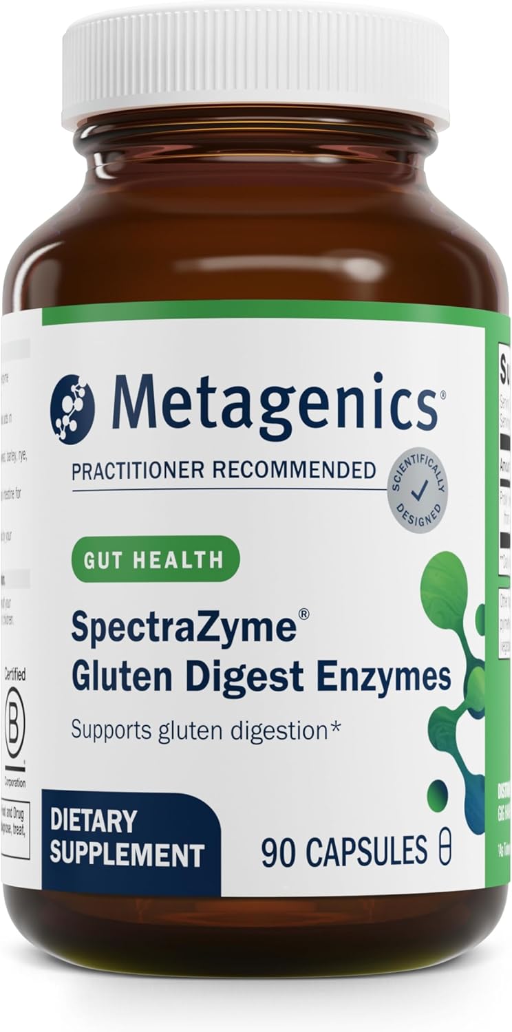 Metagenics SpectraZyme Gluten Digest Enzymes - Digestive Enzyme - Help Digest Wheat, Barley & Rye Grains* - Gut Health Supplement* - Non-GMO, Gluten-Free & Vegetarian - 90 Capsules
