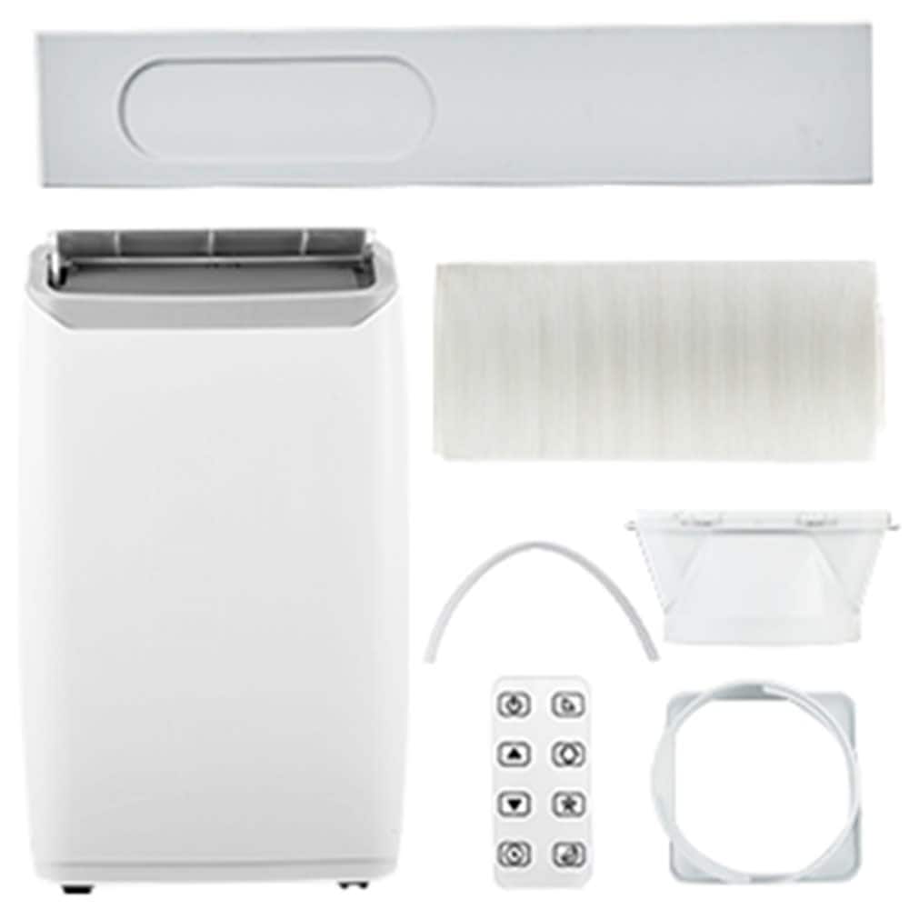 Qeetex 14000 BTU  portable air conditioner for rooms up to 750 sq  ft  3 in 1 portable air conditioner with fast cooling  dehumidification  three speed fan  24 hour timer  remote control  silent operation  white