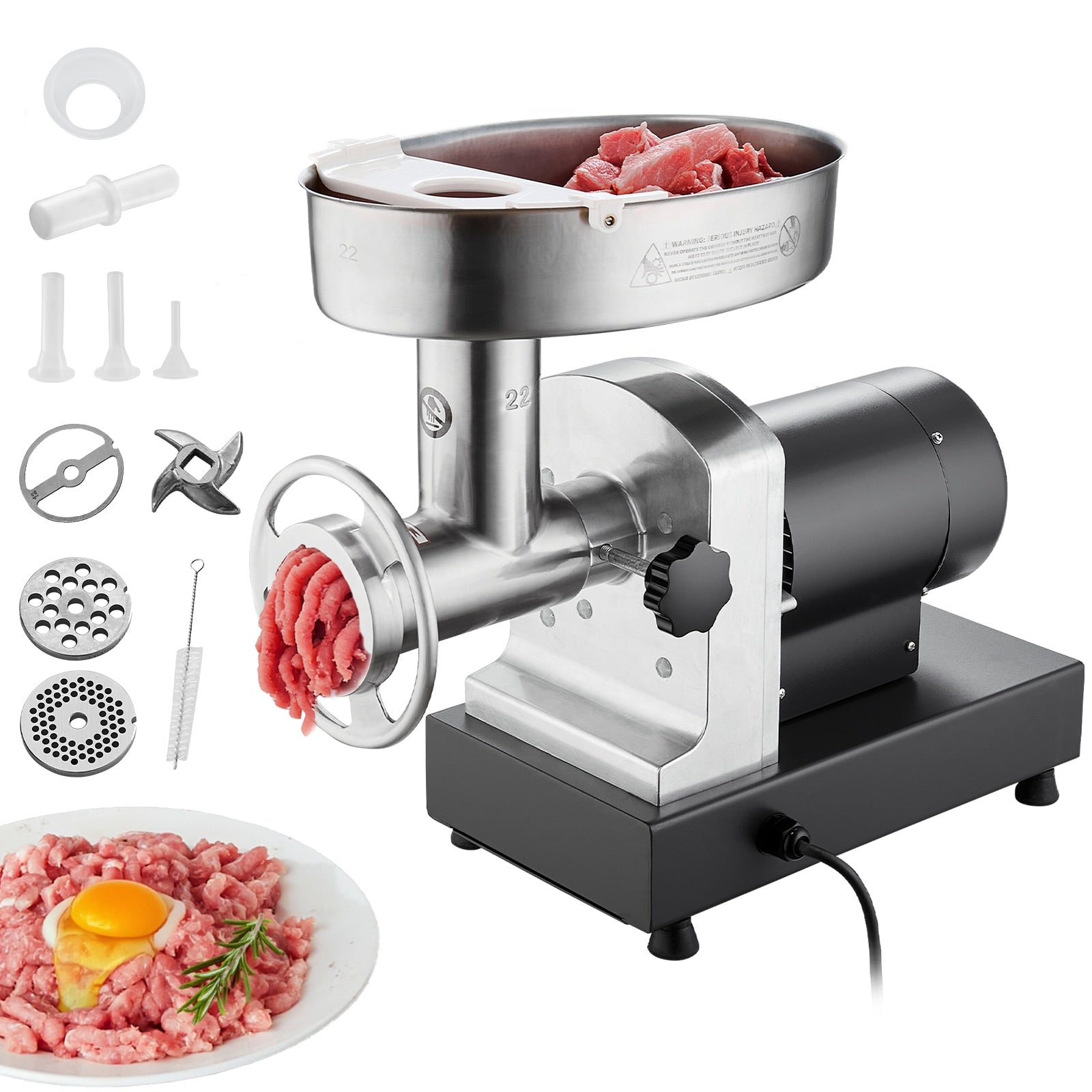 SVOPES Meat Grinder 14 Lbs or Min Capacity Electric Meat Grinders with Blade Grinding Plate Sausage Maker Stainless Steel Commercial Meat Mincer for Kitchen Restaurant Butcher Store