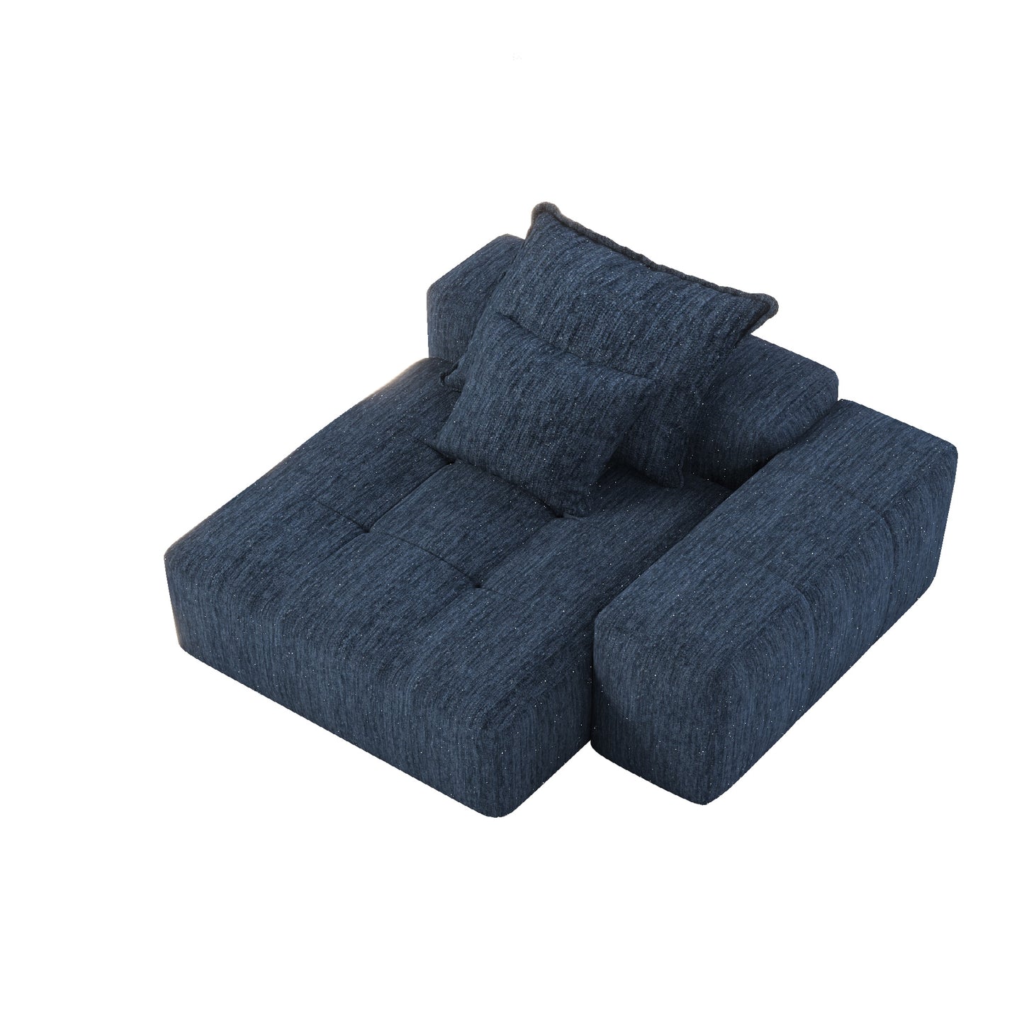 Bybafun 56.7 Casual Blue Chenille 1 -seater Sofa