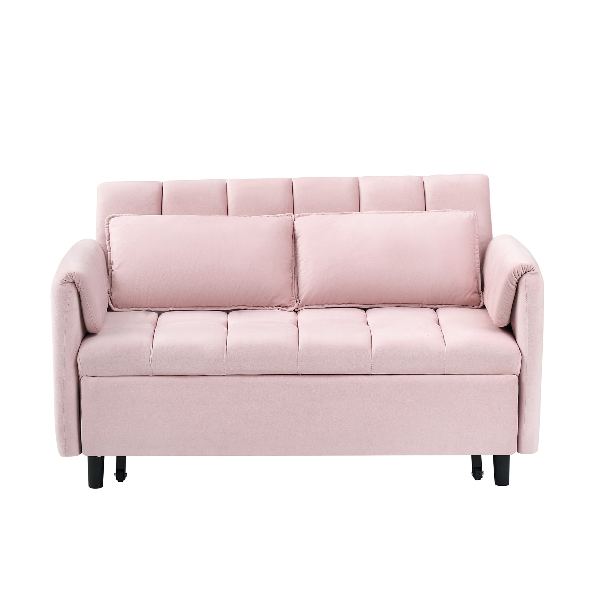 Bybafun 2 Seat Pink Casual Velvet Sofa bed