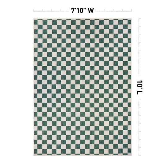 World Rug Gallery Garden 8 x 10 (ft) Flatweave Green Rectangular Indoor/Outdoor Geometric Pet Friendly Area rug