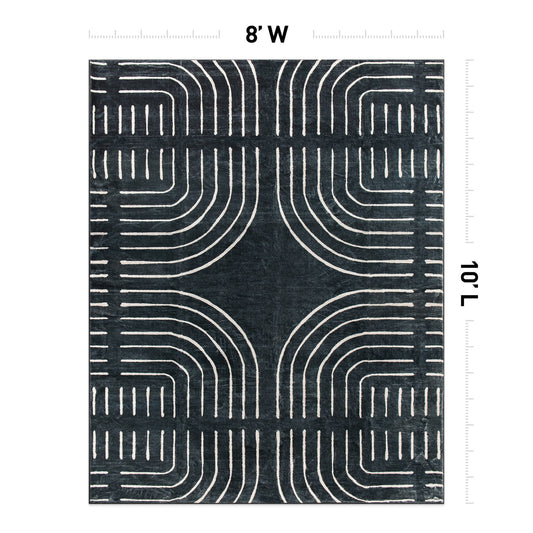 World Rug Gallery Stanford 8 x 10 (ft) Flatweave Black Rectangular Indoor Geometric Global Machine washable Pet Friendly Area rug