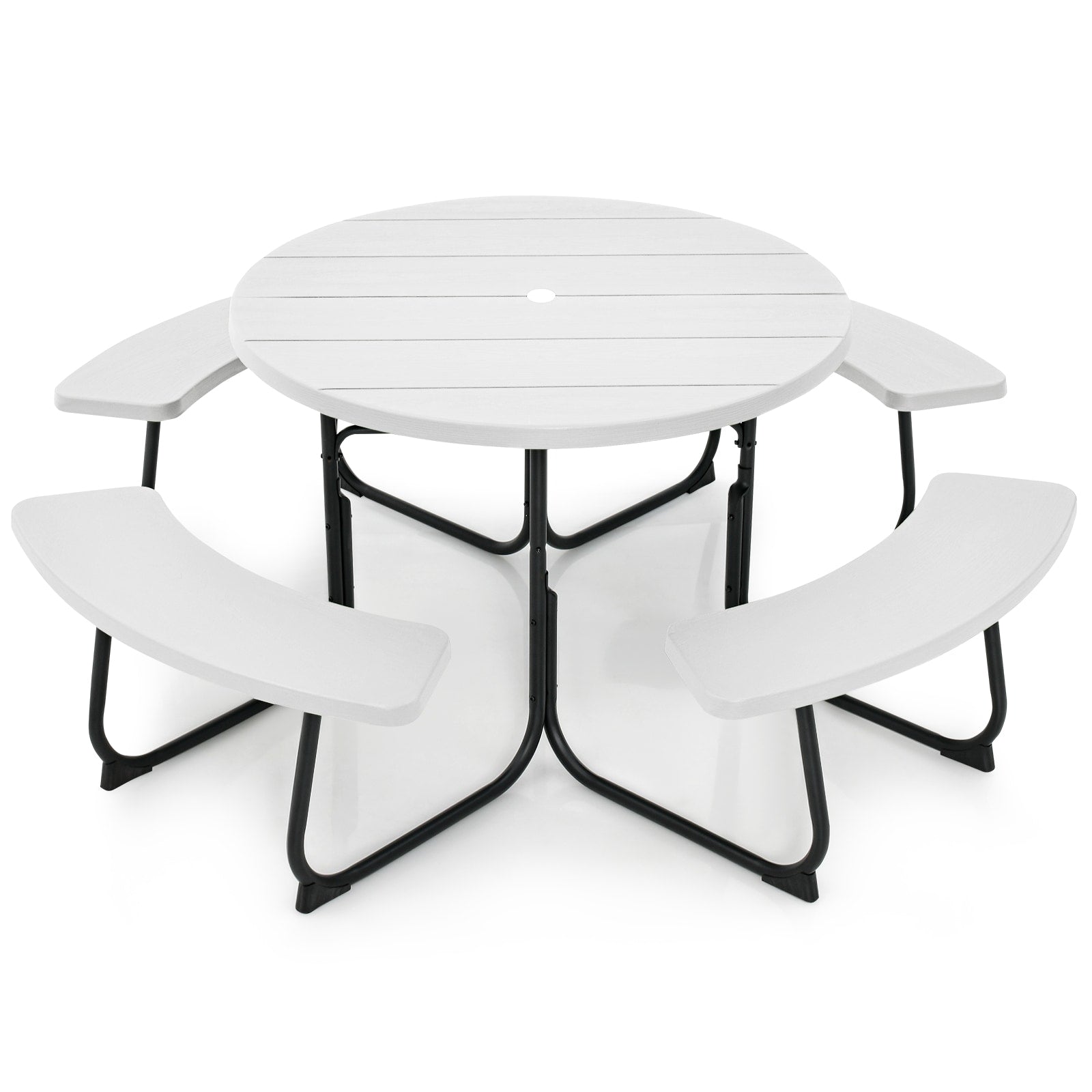  43-in White Plastic Round Picnic Table