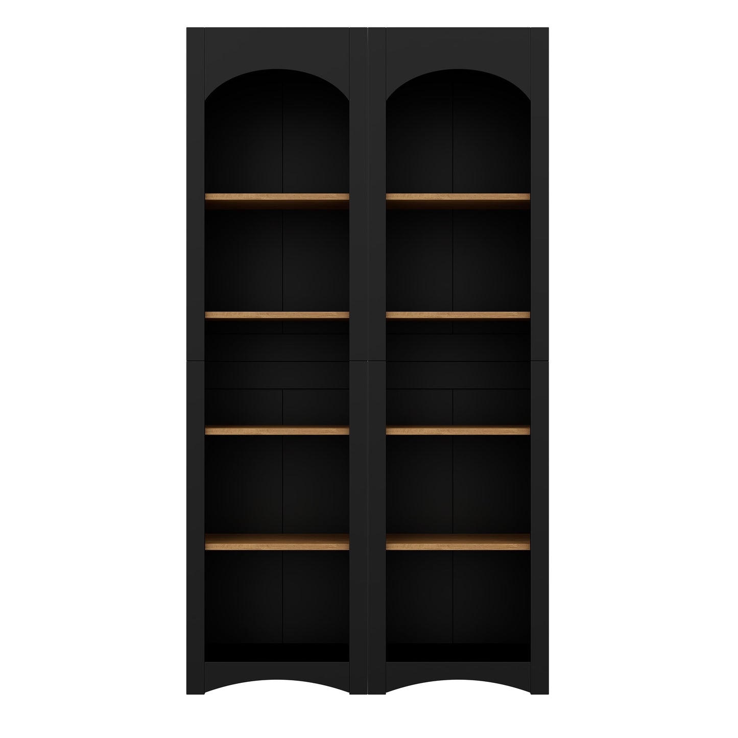 Vynxaria  Black Two Piece Bookshelf Set with Adjustable Shelves