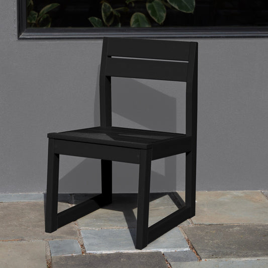 highwood Haven Black Sand HDPE Frame Stationary Dining Chair with Slat Seat