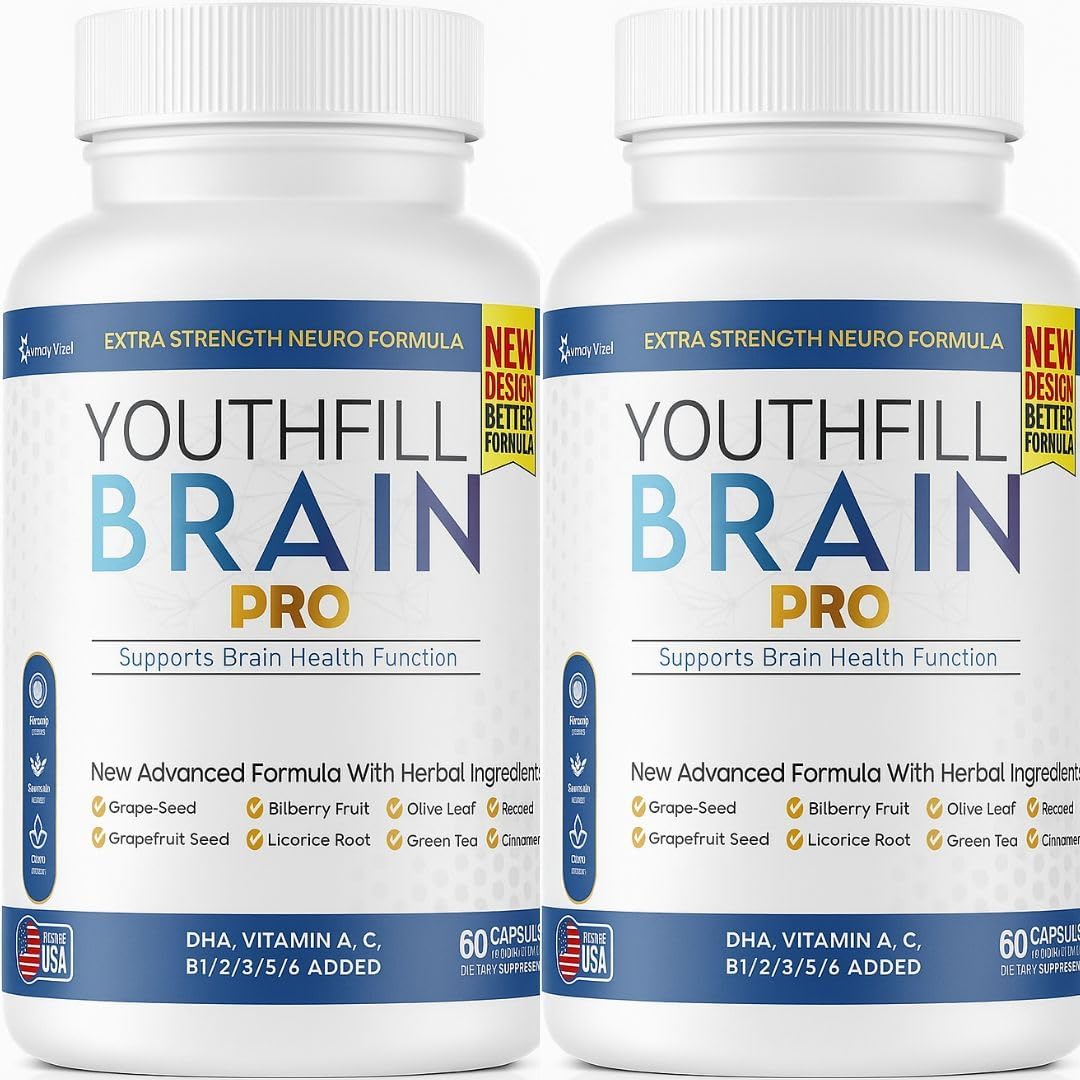 Youthfill Brain Pro Neuro Support Supplement, 60 Capsules, Extra Strength Formula with Vitamins & Herbal Blend (2)