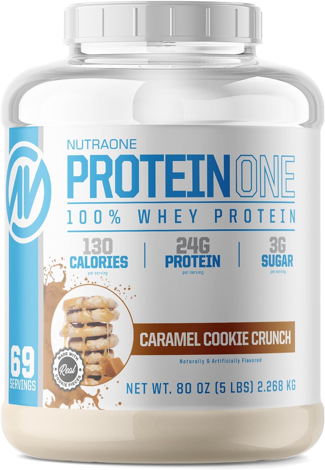 NutraOne ProteinOne Whey Protein Promote Recovery and Build Muscle with a Protein Shake Powder for Men & Women (Caramel Cookie Crunch, 5 LB)