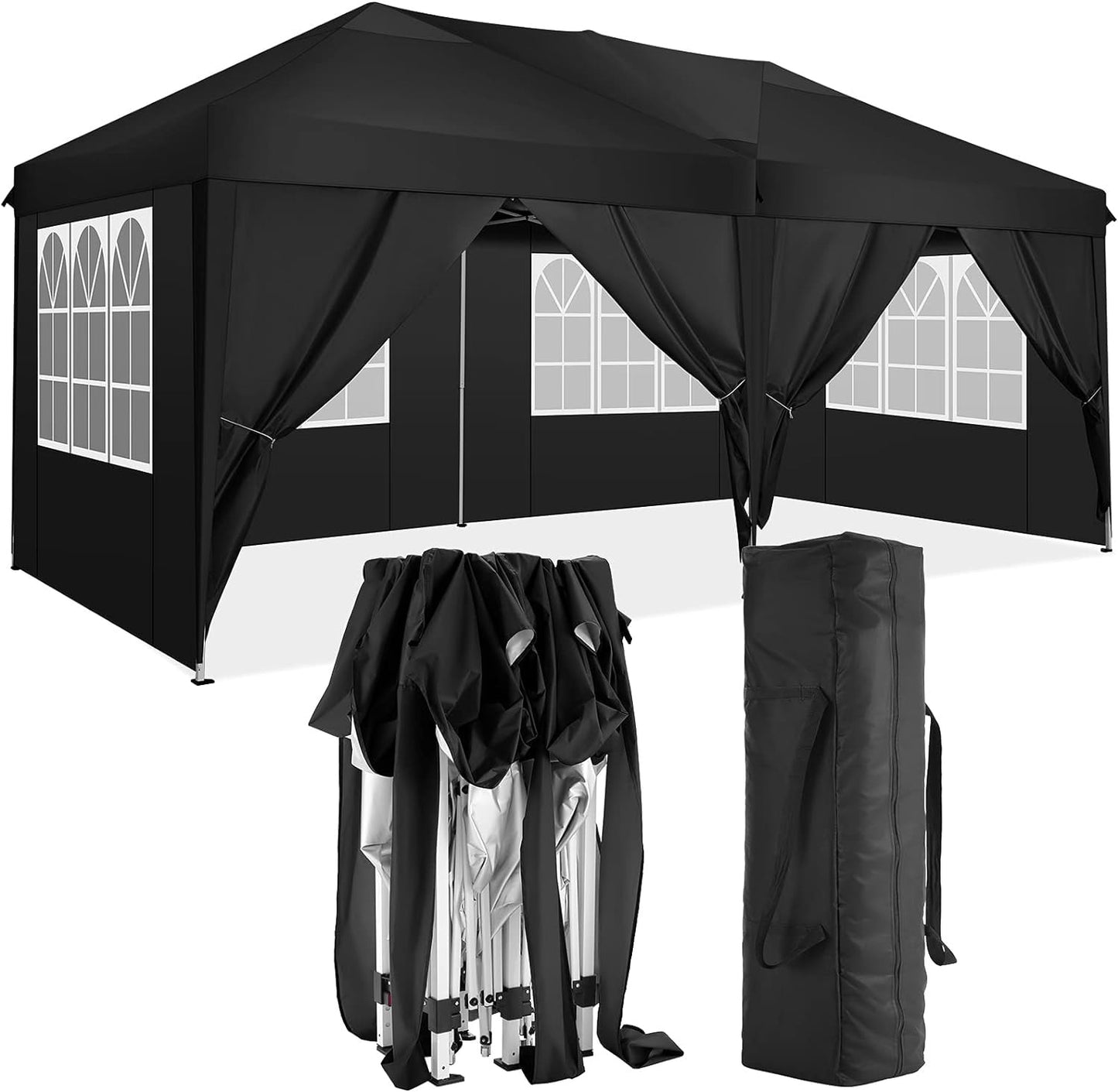 Mondawe 20-ft x 10-ft Rectangle Black Pop-up canopy