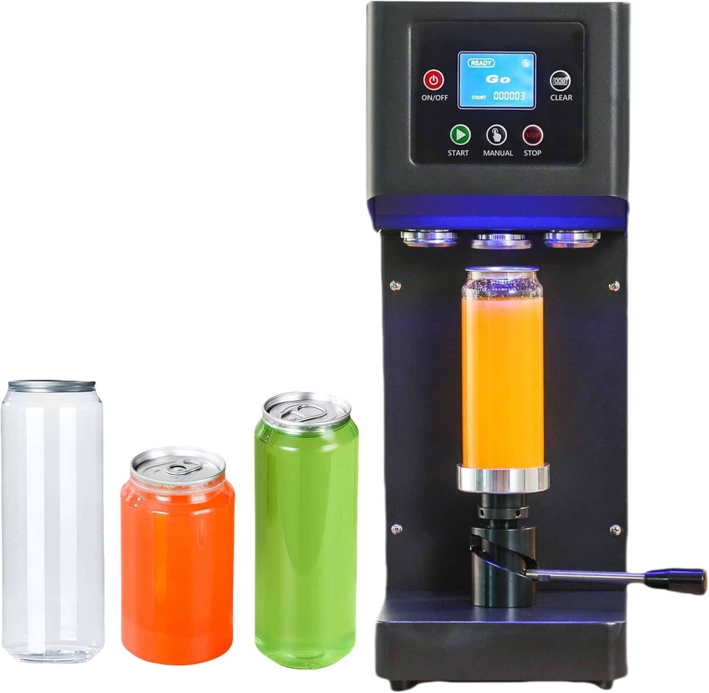 Automatic Can Sealing Machine- 2.4-6.7 inch Height Adjustable,Commercial soda can sealer machine for Plastic and Aluminum Beer Can (5.5cm in Diam)-Black Cup Sealing Machine
