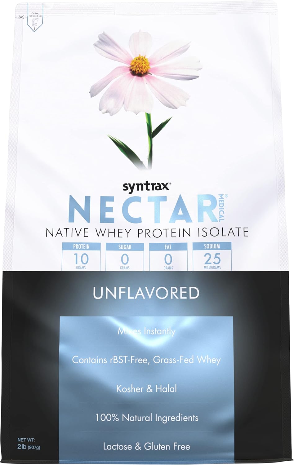 Syntrax Nutrition Nectar Medical, All Natural Whey Protein Isolate, Unflavored, 2 lbs. (2 Pound, Unflavored)