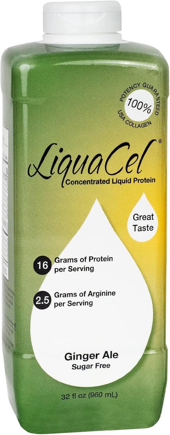 LiquaCel Concentrated Liquid Protein, Sugar-Free Ginger-Ale, 32oz Bottle – Collagen Whey Arginine