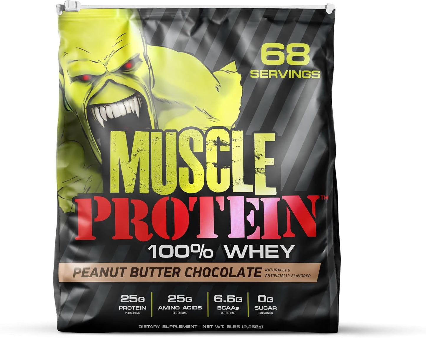 Muscle Protein Whey Powder [5 lbs/Pack of 1]– Cold Filtered, 25g Pure Protein, 6.6g BCAAs (Packaging May Vary) (5 Pound (Pack of 1), Peanut Butter Chocolate)