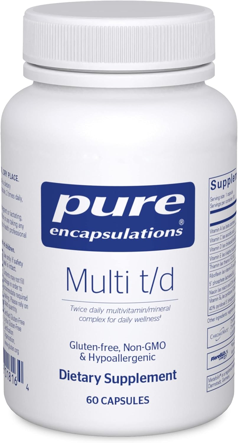 Pure Encapsulations Multi T\/D - Multivitamin & Mineral Supplement - for Daily Wellness, Cardiovascular & Immune Health* - Rich in Vitamins & Minerals - Gluten Free & Vegetarian - 60 Capsules