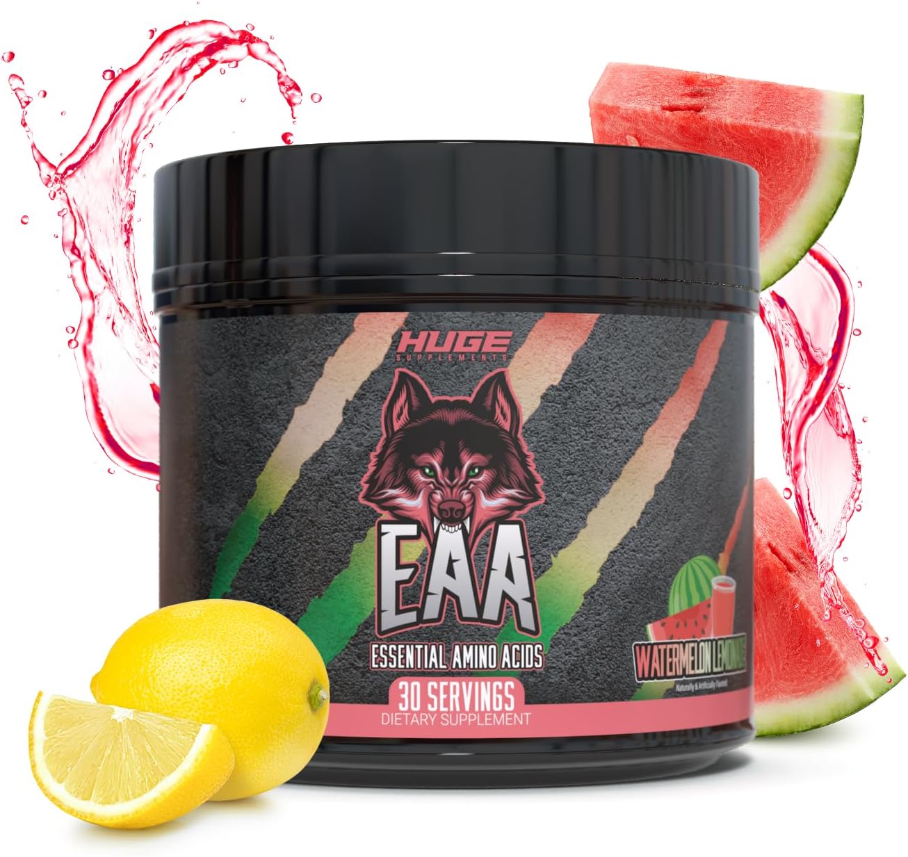 Huge EAA Supplement, Highest Dosed Essential Amino Acids Powder, 12.85g EAAs & 8g BCAAs Per Serving, Maximize Muscle Growth, Recovery & Performance (Watermelon Lemonade, 17.73 Oz.)